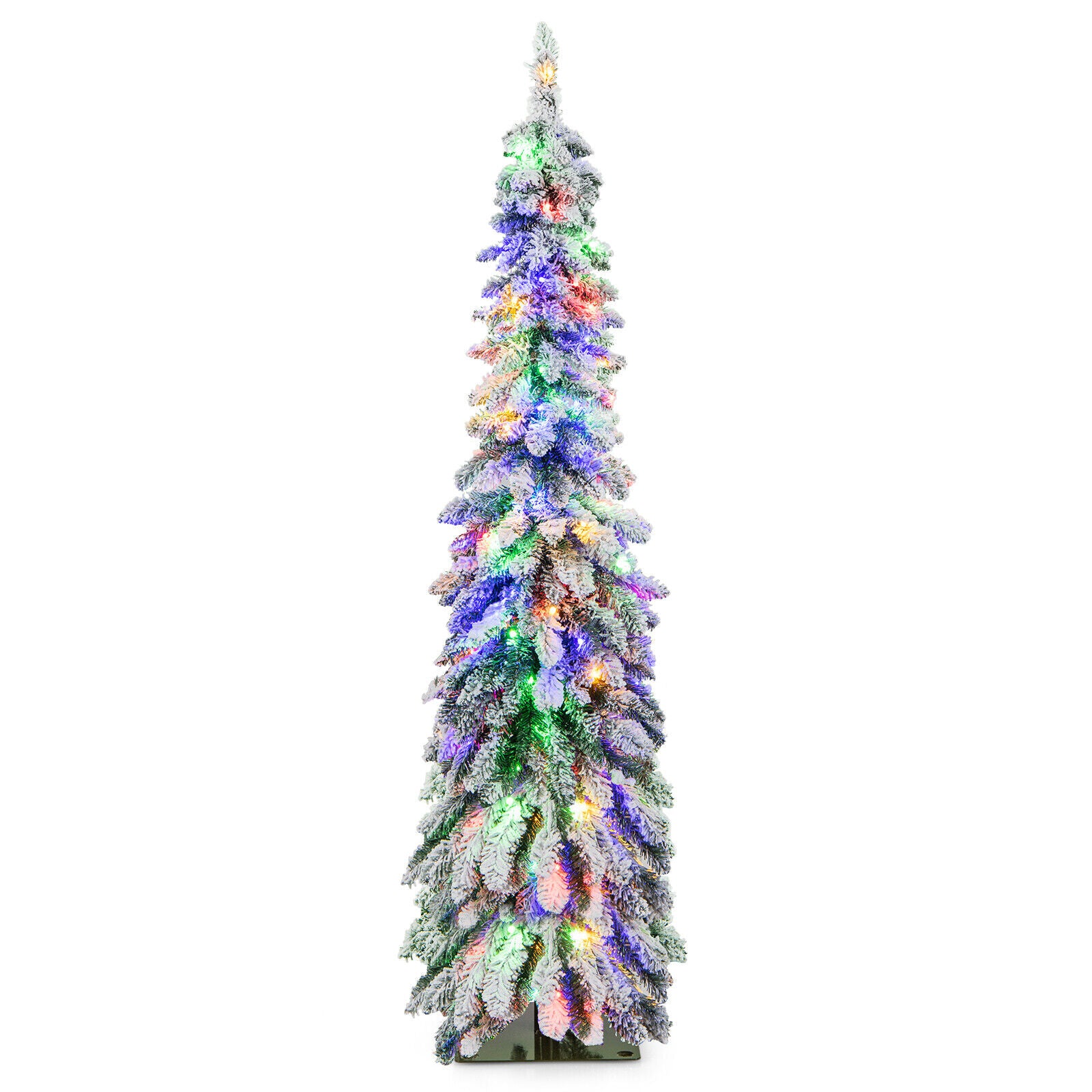 Pre-Lit Artificial Christmas Tree, Snow-Flocked Slim Pencil, 5 ft, White Christmas Tree White at Gallery Canada