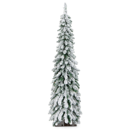 4/5/6 Feet Pre-Lit Artificial Christmas Tree Snow-Flocked Slim Pencil Xmas Decor-5 ft, White Christmas Tree at Gallery Canada