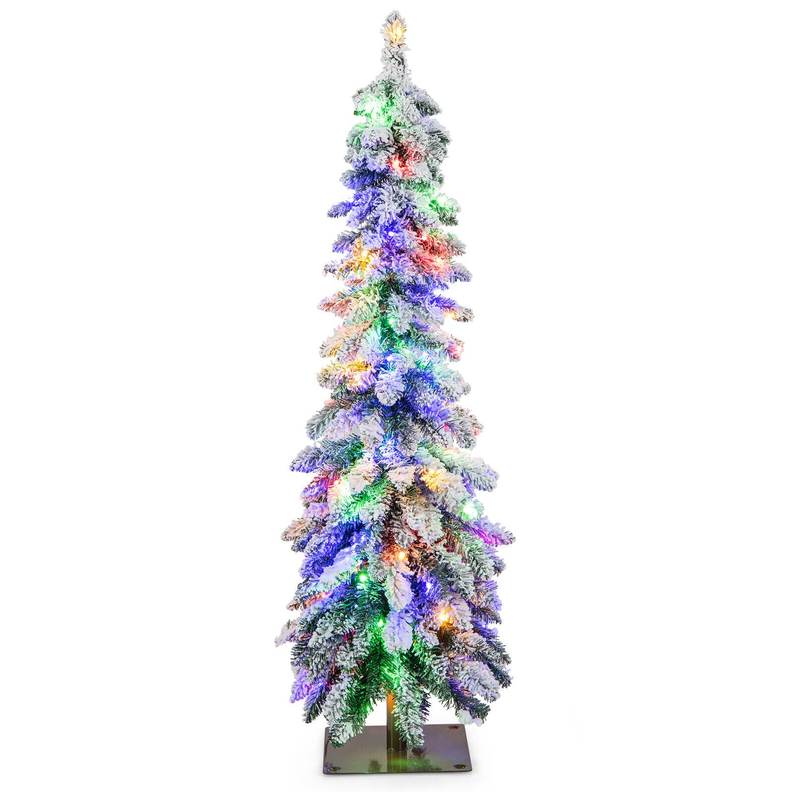 4 Feet Pre-Lit Snow-Flocked Slim Pencil Christmas Tree, White Christmas Tree White at Gallery Canada