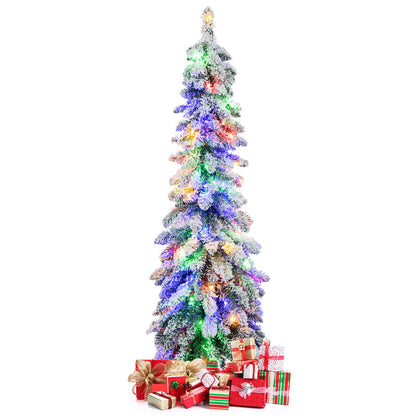 4 Feet Pre-Lit Snow-Flocked Slim Pencil Christmas Tree, White Christmas Tree at Gallery Canada
