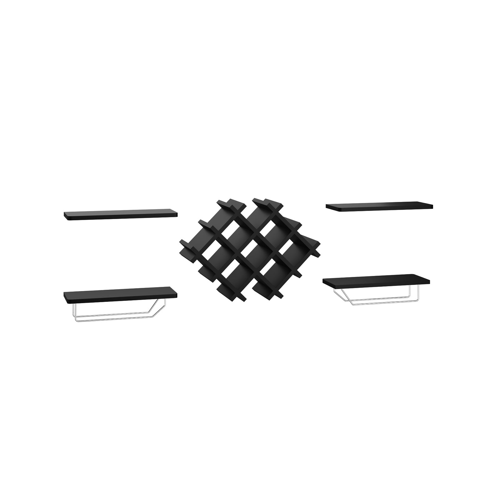 Set of 5 Wall Mount Wine Rack Set w/ Storage Shelves, Black Wine Racks Black at Gallery Canada