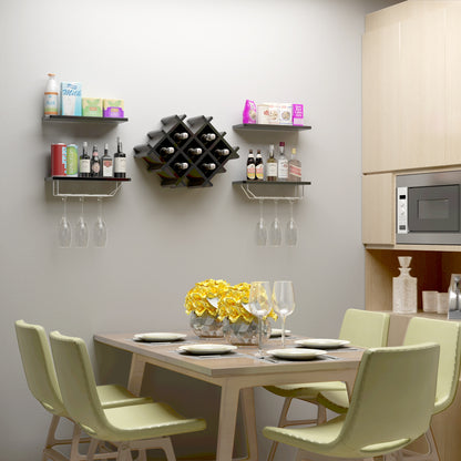 Set of 5 Wall Mount Wine Rack Set w/ Storage Shelves, Black Wine Racks at Gallery Canada