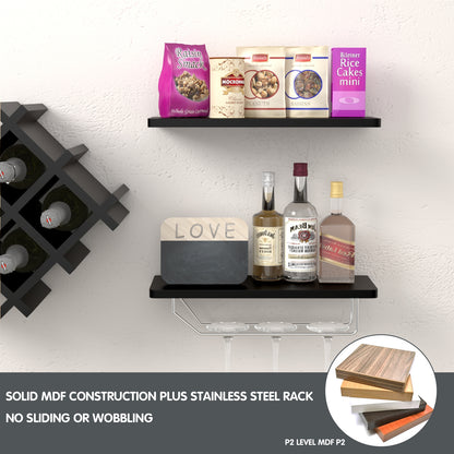 Set of 5 Wall Mount Wine Rack Set w/ Storage Shelves, Black Wine Racks at Gallery Canada