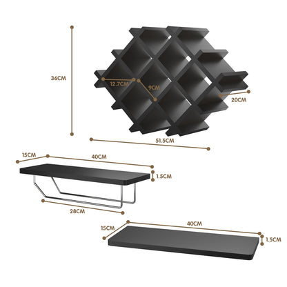 Set of 5 Wall Mount Wine Rack Set w/ Storage Shelves, Black Wine Racks at Gallery Canada