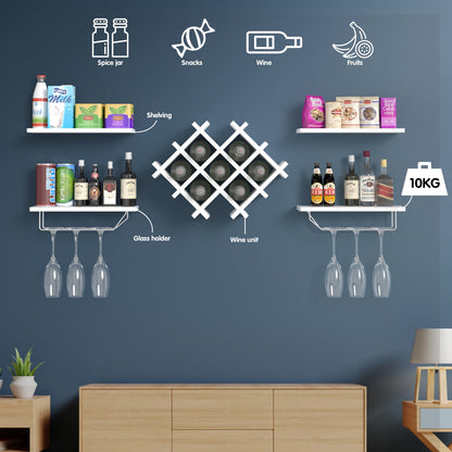 Set of 5 Wall Mount Wine Rack Set w/ Storage Shelves, White Wine Racks at Gallery Canada