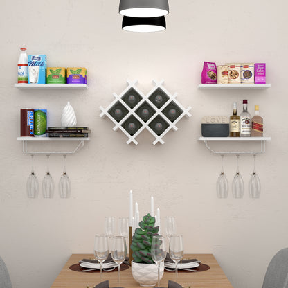 Set of 5 Wall Mount Wine Rack Set w/ Storage Shelves, White Wine Racks at Gallery Canada