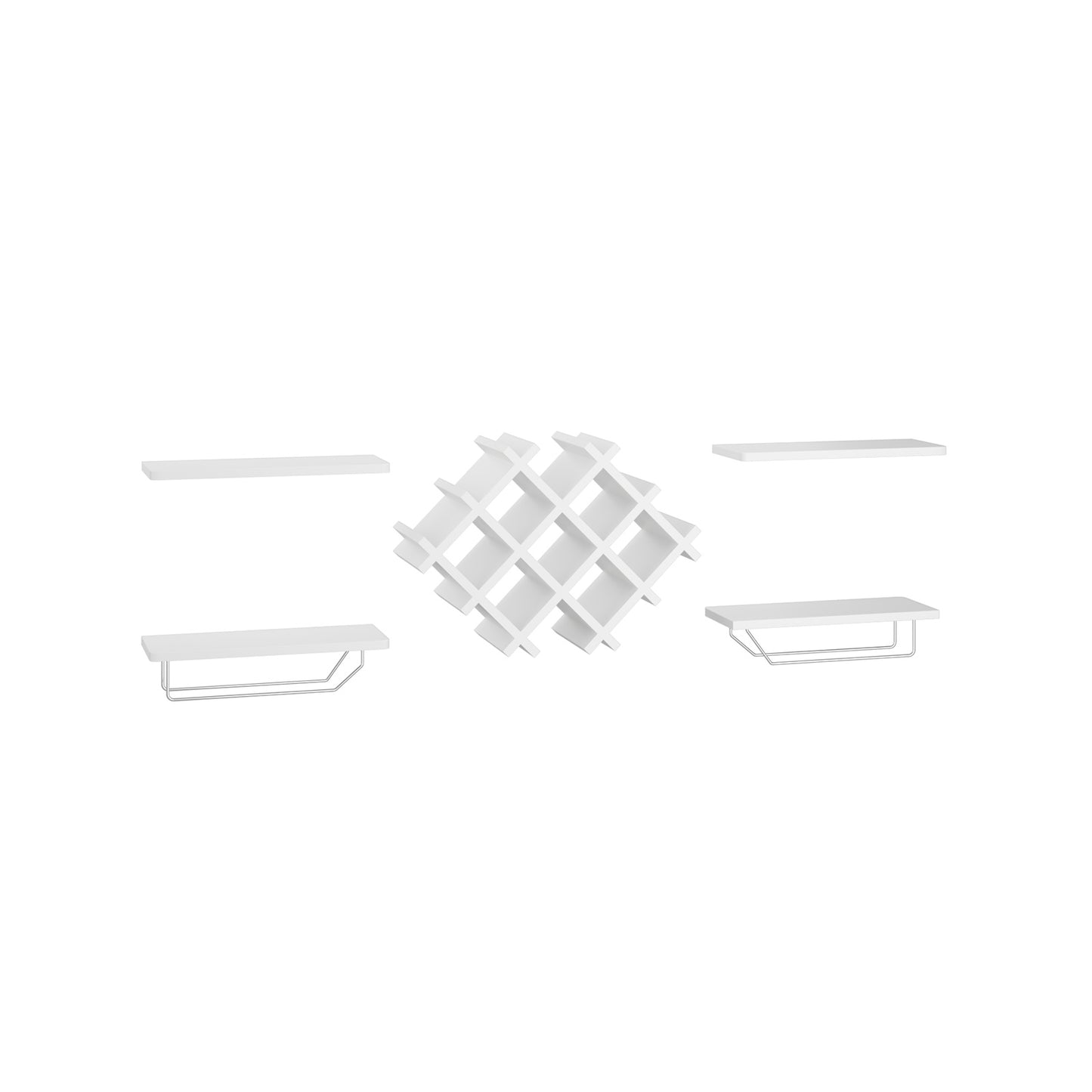 Set of 5 Wall Mount Wine Rack Set w/ Storage Shelves, White Wine Racks White at Gallery Canada