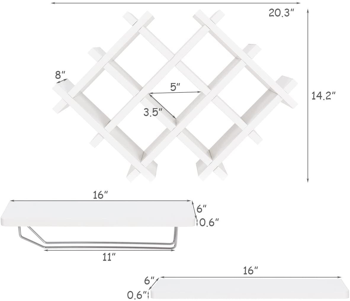 Set of 5 Wall Mount Wine Rack Set w/ Storage Shelves, White Wine Racks at Gallery Canada