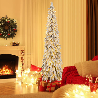 4/5/6 Feet Pre-Lit Artificial Christmas Tree Snow-Flocked Slim Pencil Xmas Decor-6 ft, White Christmas Tree at Gallery Canada