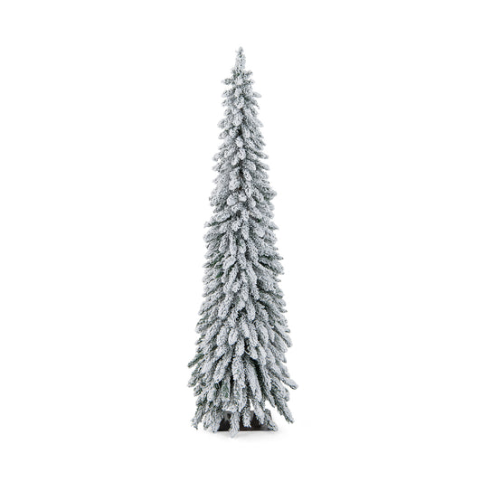 6 Ft Pre-Lit Snow Flocked Artificial Slim Pencil Christmas Tree, White Christmas Tree White at Gallery Canada