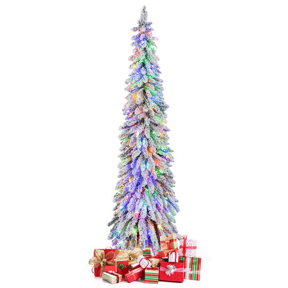 4/5/6 Feet Pre-Lit Artificial Christmas Tree Snow-Flocked Slim Pencil Xmas Decor-6 ft, White Christmas Tree at Gallery Canada