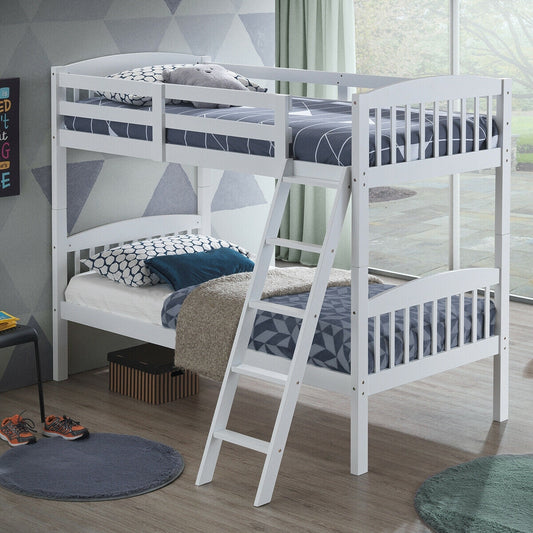 Hardwood Twin Bunk Beds with Individual Kid Bed Ladder, White Bunk Bed Frame White at Gallery Canada