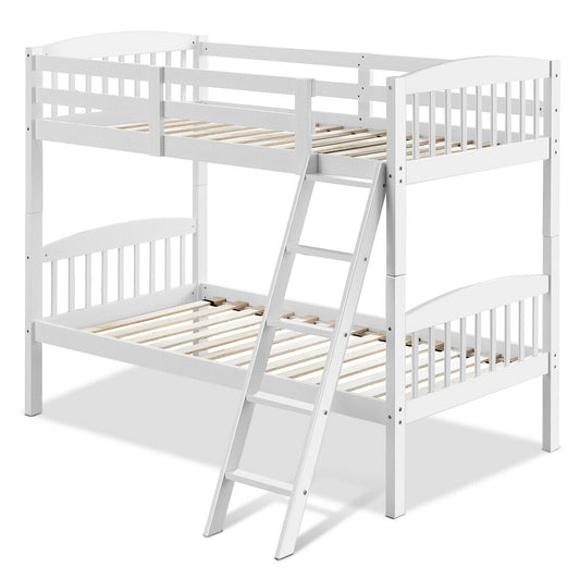 Hardwood Twin Bunk Bed With Ladder, White Bunk Bed Frame White at Gallery Canada