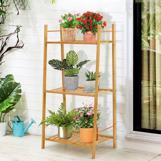 3 Tiers Vertical Bamboo Plant Stand, Natural - Gallery Canada