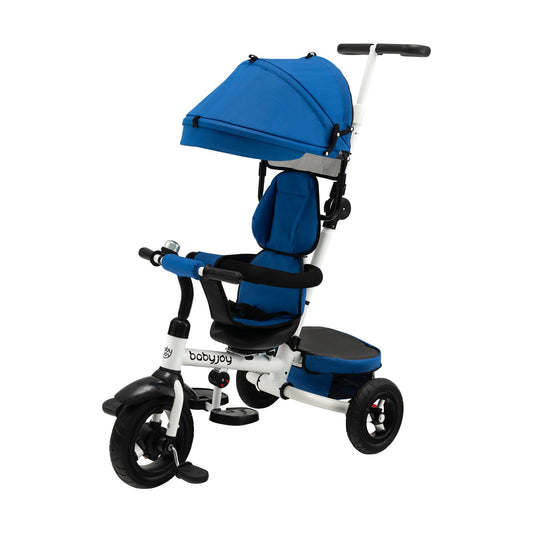 Folding Tricycle Baby Stroller with Reversible Seat and Adjustable Canopy, Blue