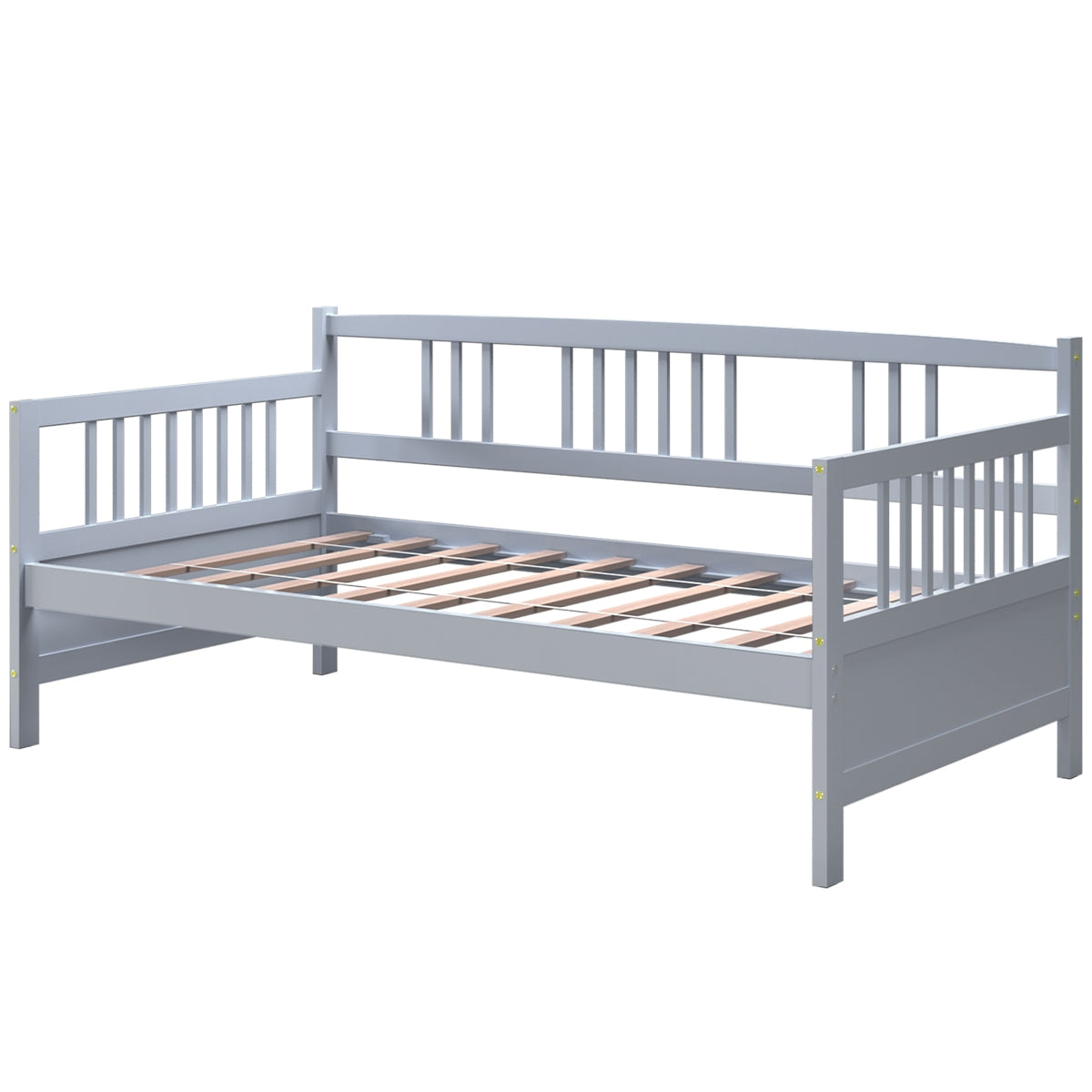 Twin Size Wooden Slats Daybed Bed with Rails, Gray Trundle Bed Frame at Gallery Canada