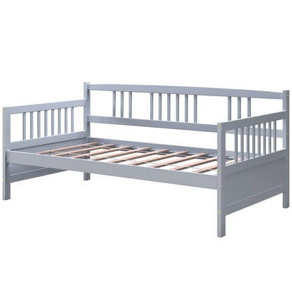 Twin Size Wooden Slats Daybed Bed with Rails, Gray Trundle Bed Frame at Gallery Canada