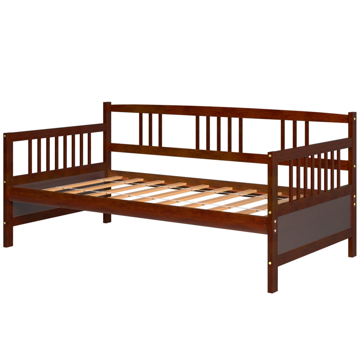 Twin Size Wooden Slats Daybed With Rails, Rustic Brown Trundle Bed Frame Rustic Brown at Gallery Canada
