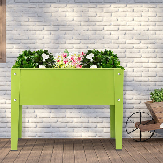 24.5 x 12.5 Inch Outdoor Elevated Garden Plant Stand Flower Bed Box, Green - Gallery Canada