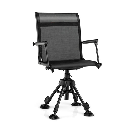 Folding Swivel Patio Chair, 4 Adjustable Leg, Black Camping Furniture Black at Gallery Canada