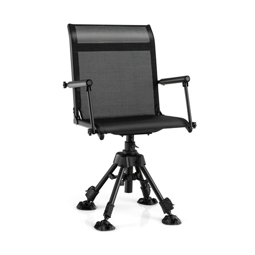 Folding Swivel Patio Chair, 4 Adjustable Leg, Black