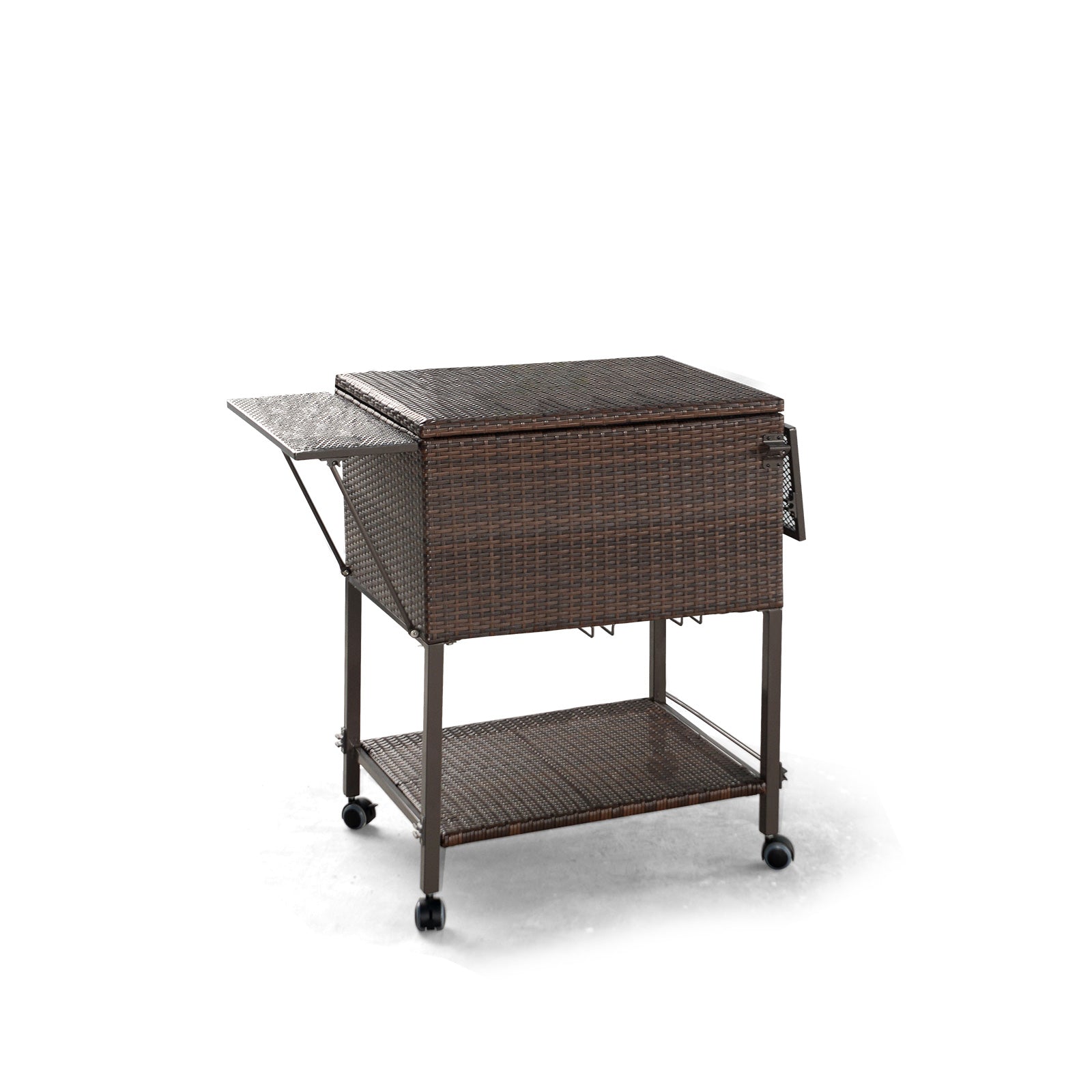 108 Qt Outdoor Portable Rattan Cooler Cart Trolley, Brown Patio Bar Furniture at Gallery Canada