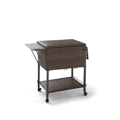 108 Qt Outdoor Portable Rattan Cooler Cart Trolley, Brown Patio Bar Furniture at Gallery Canada