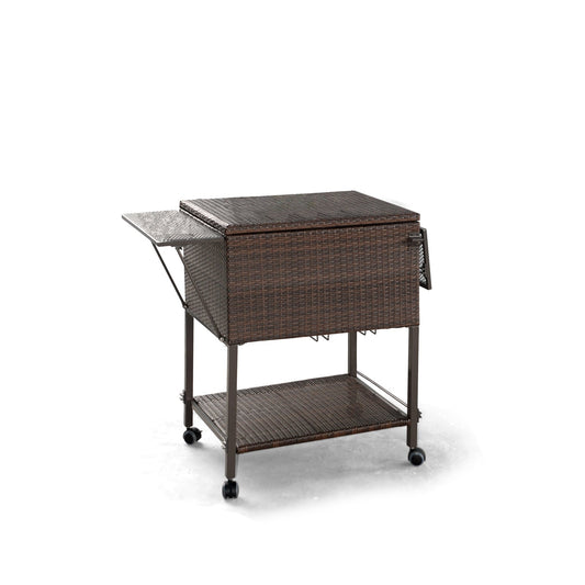 108 Qt Outdoor Portable Rattan Cooler Cart Trolley, Brown Patio Bar Furniture Brown at Gallery Canada