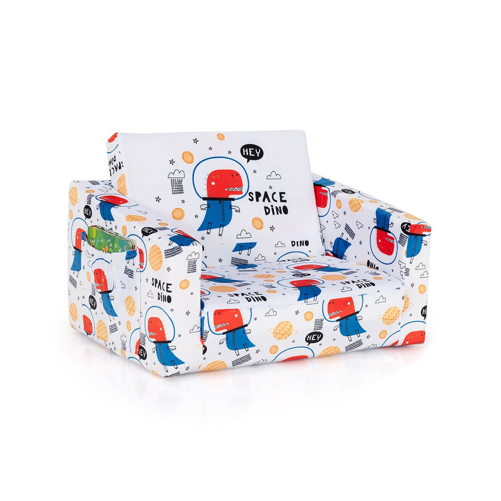 2-in-1 Convertible Kids Sofa with Velvet Fabric, White Kids Chairs & Seating at Gallery Canada