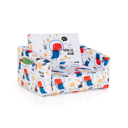 2-in-1 Convertible Kids Sofa with Velvet Fabric, White Kids Chairs & Seating at Gallery Canada