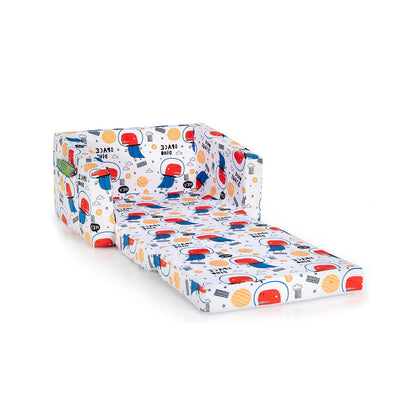 Convertible Kids Sofa, Velvet Fabric, White