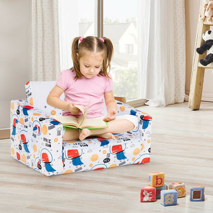 2-in-1 Convertible Kids Sofa with Velvet Fabric, White Kids Chairs & Seating at Gallery Canada