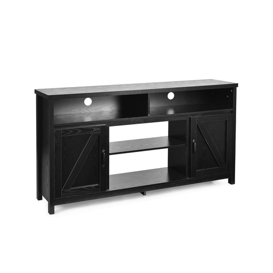 59 Inch TV Stand, Media Console, Barn Door, For 65 Inch TVs, Black Entertainment Centers & TV Stands Black at Gallery Canada