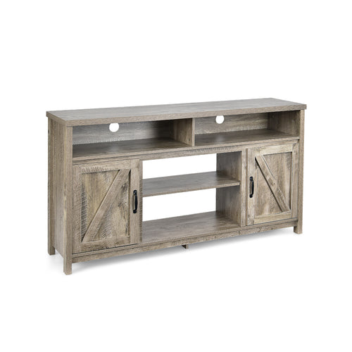 59 Inch TV Stand Media Center Console Cabinet with Barn Door for TV's 65 Inch, Natural