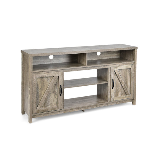 59 Inch TV Stand, Barn Door Cabinet, 65 Inch, Natural