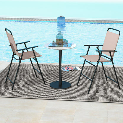 Set of 2 Patio Folding Bar-Height Chairs with Armrests and Quick-Drying Seat, Beige Patio Bar Furniture at Gallery Canada