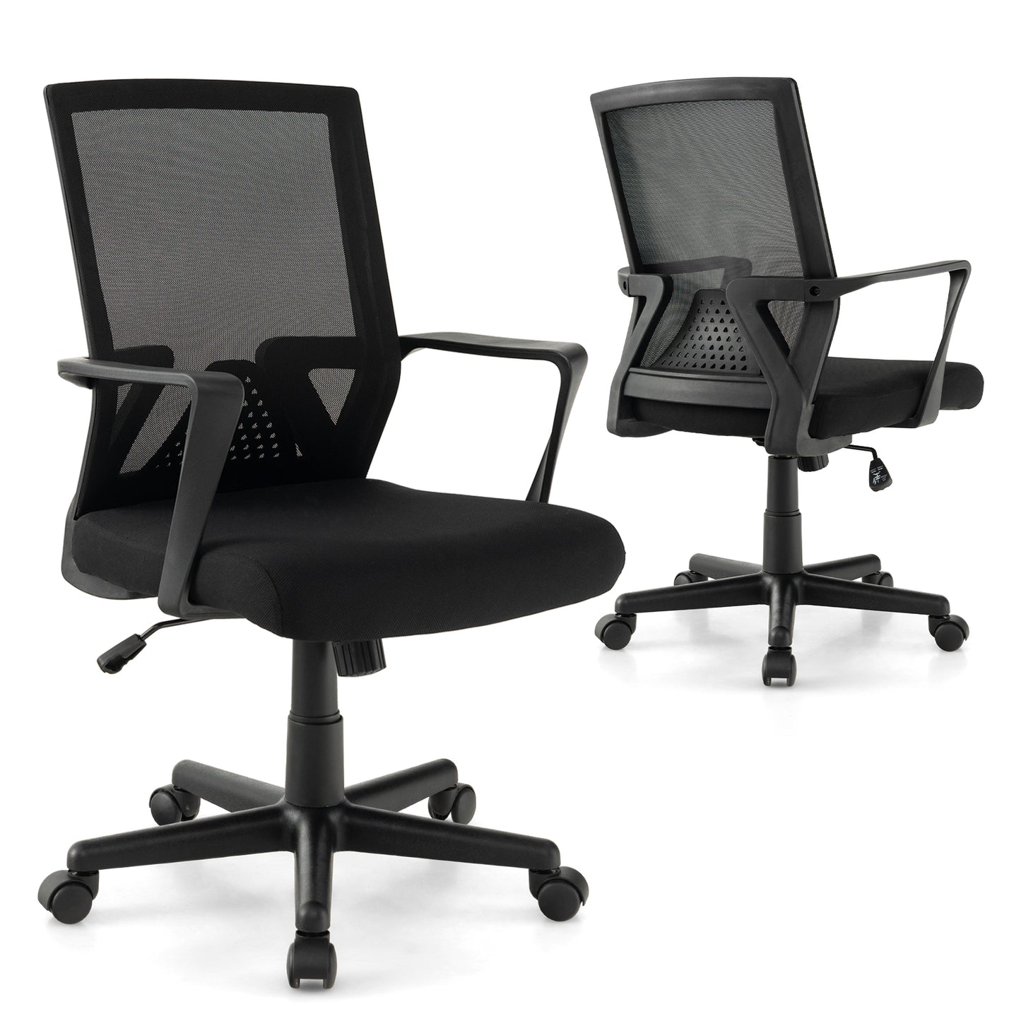 Ergonomic Desk Chair with Lumbar Support and Rocking Function, Black Mesh Chairs at Gallery Canada