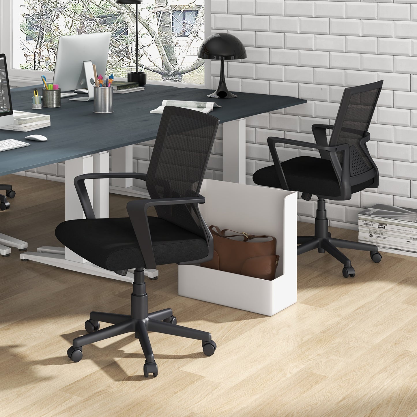 Ergonomic Desk Chair with Lumbar Support and Rocking Function, Black Mesh Chairs at Gallery Canada