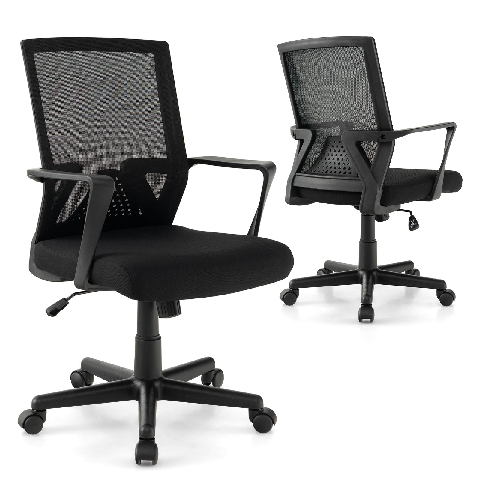 Ergonomic Desk Chair with Lumbar Support and Rocking Function, Black Mesh Chairs Black at Gallery Canada