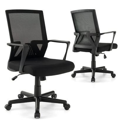 Ergonomic Desk Chair with Lumbar Support and Rocking Function, Black Mesh Chairs Black at Gallery Canada