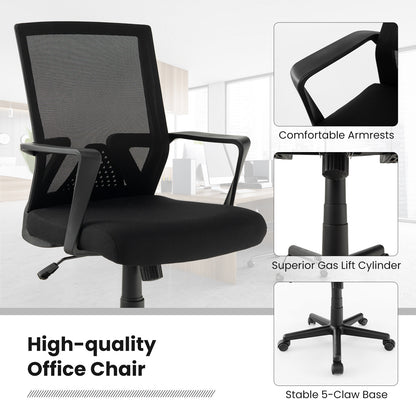 Ergonomic Desk Chair with Lumbar Support and Rocking Function, Black Mesh Chairs at Gallery Canada