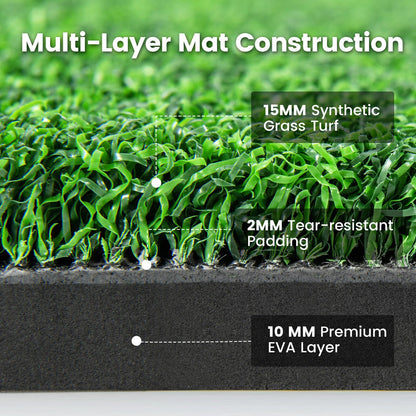5 x 3 ft Artificial Turf Grass Practice Mat for Indoors and Outdoors-27mm, Green