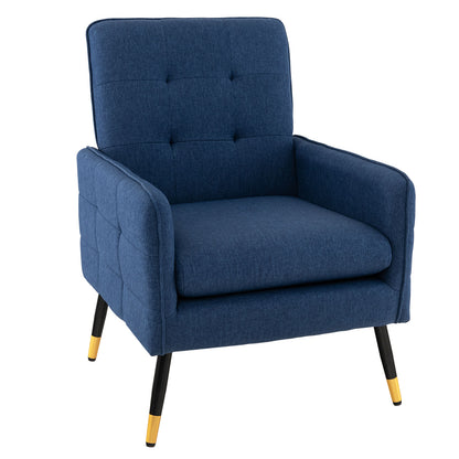Linen Fabric Accent Chair with Removable Seat Cushion, Blue Accent Chairs Blue at Gallery Canada
