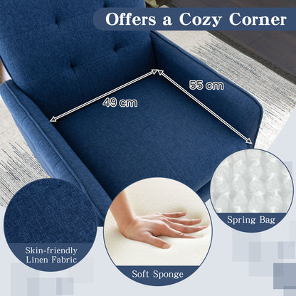 Linen Fabric Accent Chair with Removable Seat Cushion, Blue Accent Chairs at Gallery Canada