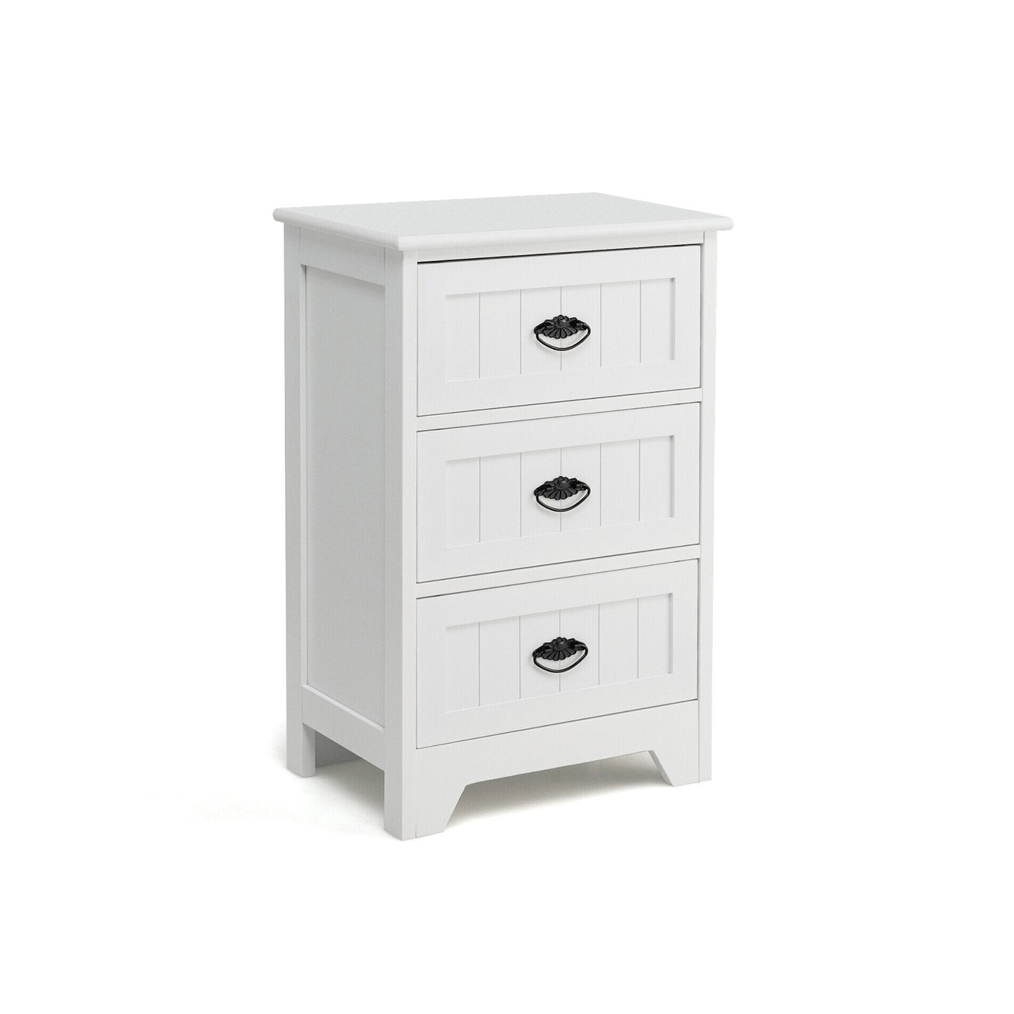 3-Drawer End Storage Wood Side Nightstand, White Nightstands White at Gallery Canada