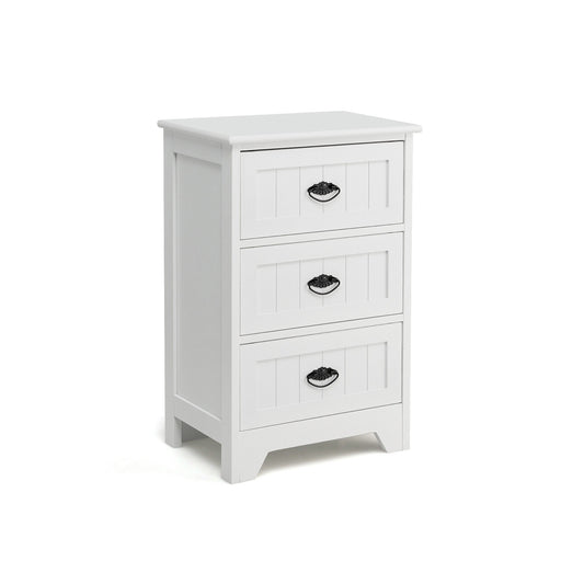 3-Drawer End Storage Wood Nightstand, White Nightstands White at Gallery Canada