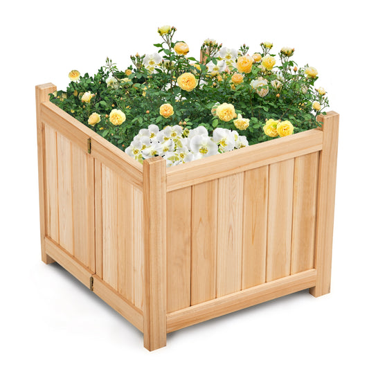 Foldable Flower Bed with Drainage Hole and Base Raised Garden Beds Natural at Gallery Canada
