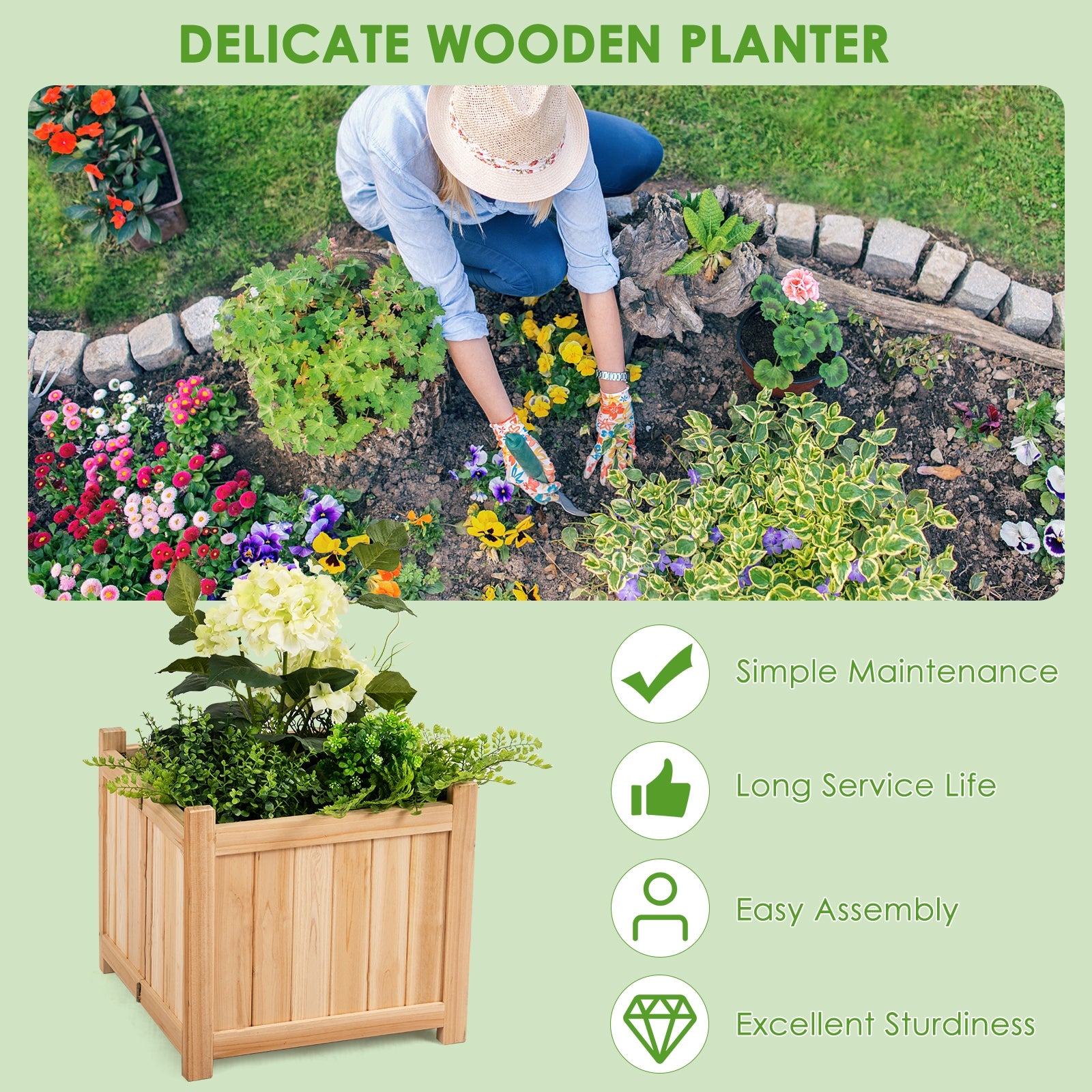 Foldable Flower Bed with Drainage Hole and Base Raised Garden Beds at Gallery Canada