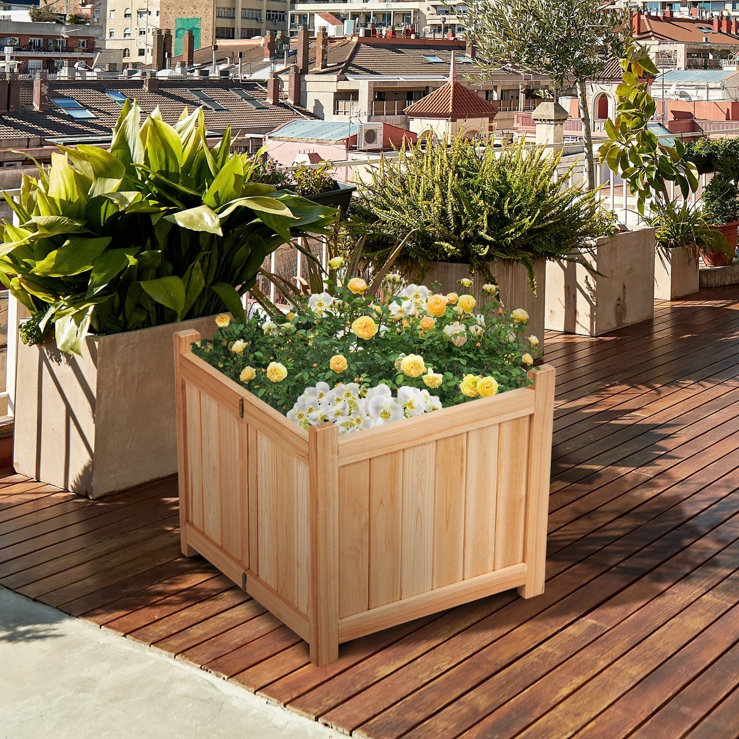 Foldable Flower Bed with Drainage Hole and Base Raised Garden Beds at Gallery Canada
