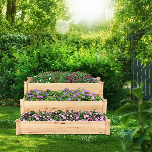 3 Tier Elevated Wooden Vegetable Garden Bed, Wood Raised Garden Beds Wood at Gallery Canada